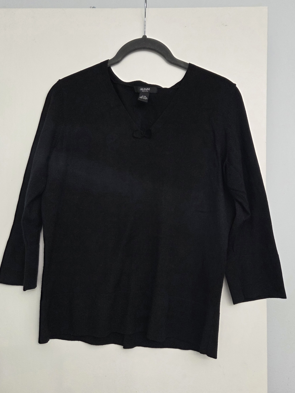 Alfani Black V-Neck Long Sleeve Knit Pullover